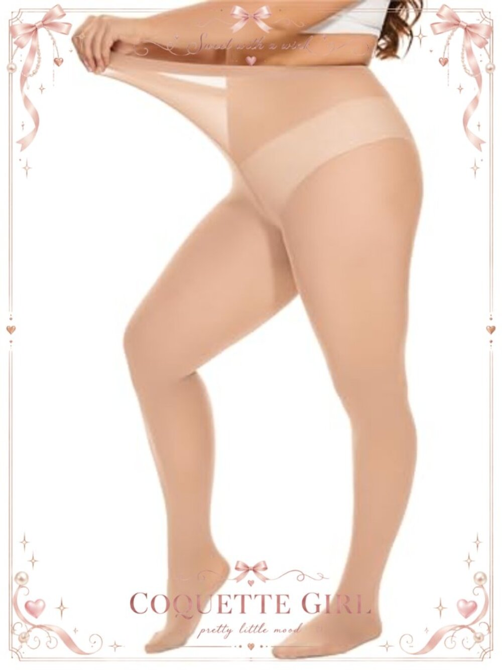 Plus Size High Waist Tights Microfiber Sheer Pantyhose